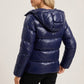 Puffer Jacket Glossy Polyester with Slim Fit and Zip Closure