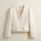 Blazer Polyester Cropped Collarless with Tailored Silhouette