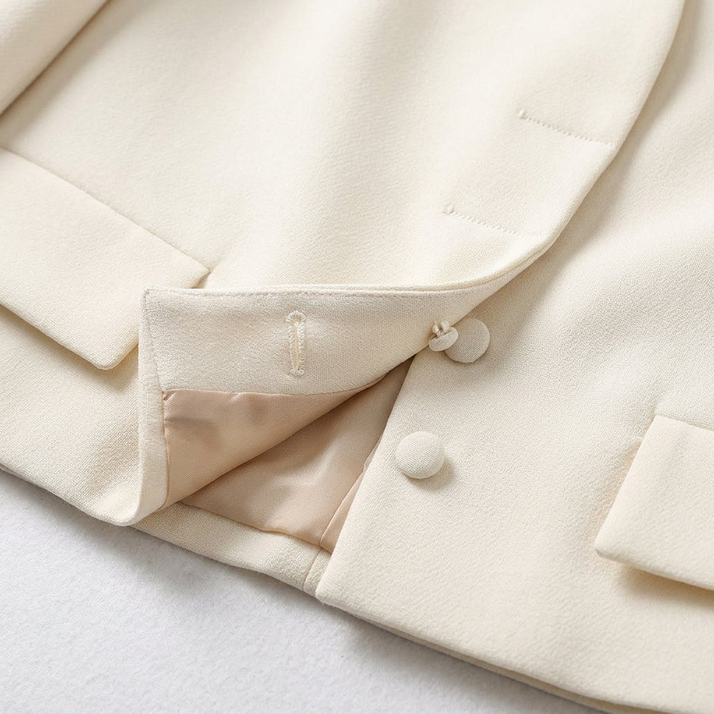 Blazer Polyester Cropped Collarless with Tailored Silhouette