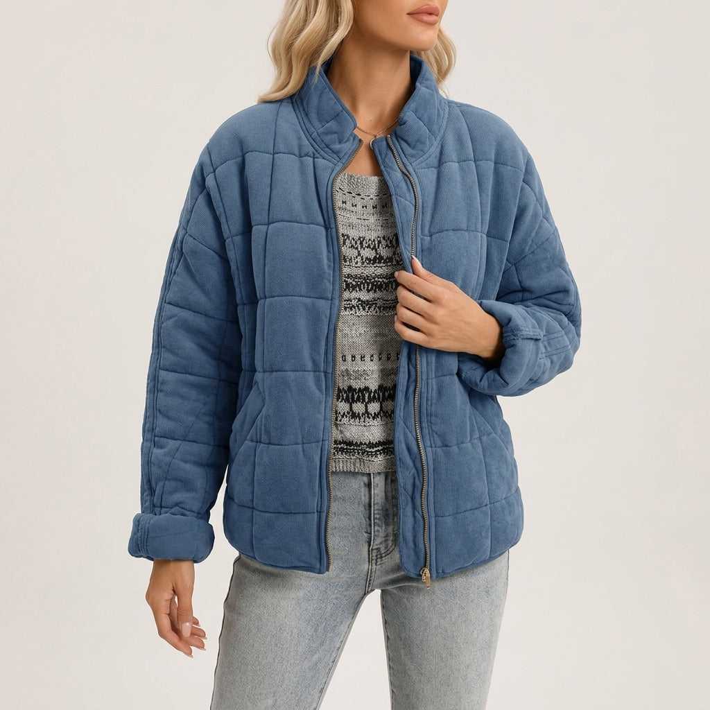 Quilted Jacket Polyester Lightweight Insulated with Easy Layering Fit