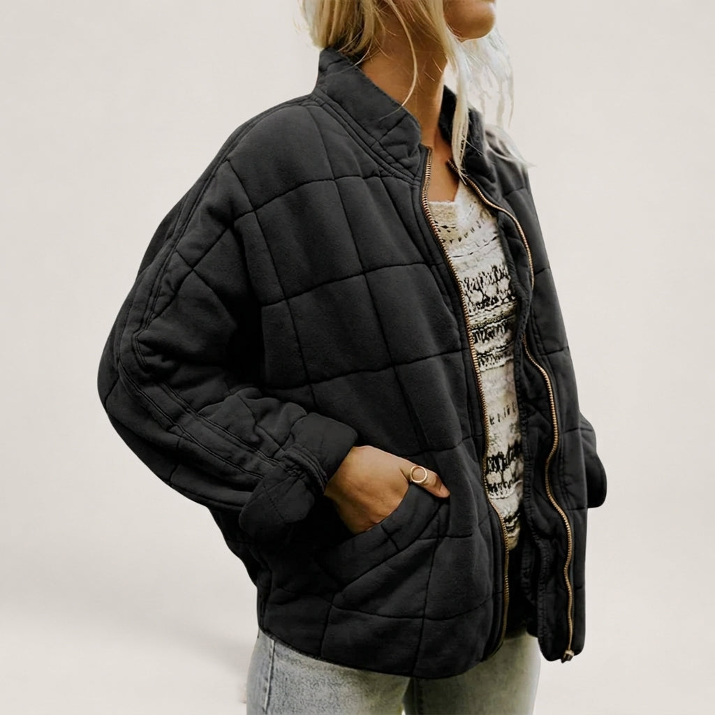 Quilted Jacket Polyester Lightweight Insulated with Easy Layering Fit