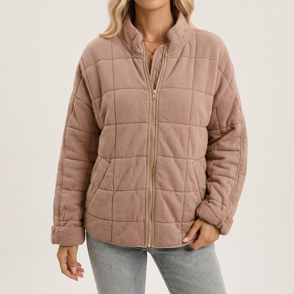 Quilted Jacket Polyester Lightweight Insulated with Easy Layering Fit