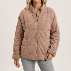 Quilted Jacket Polyester Lightweight Insulated with Easy Layering Fit