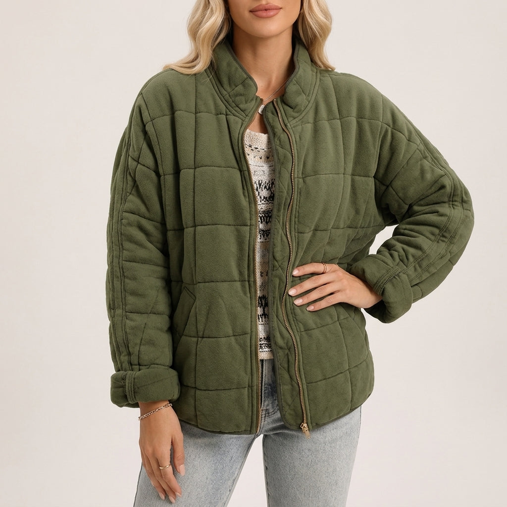 Quilted Jacket Polyester Lightweight Insulated with Easy Layering Fit