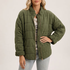 Quilted Jacket Polyester Lightweight Insulated with Easy Layering Fit