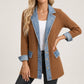 Knit Jacket Polyester with Denim-Inspired Accents and Mixed Texture
