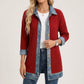 Knit Jacket Polyester with Denim-Inspired Accents and Mixed Texture