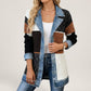 Knit Jacket Polyester with Denim-Inspired Accents and Mixed Texture
