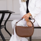 Crescent Bag Faux Leather Woven Detail with Zip and Strap