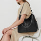 Top Handle Bag Faux Leather with Removable Strap and Zip Top