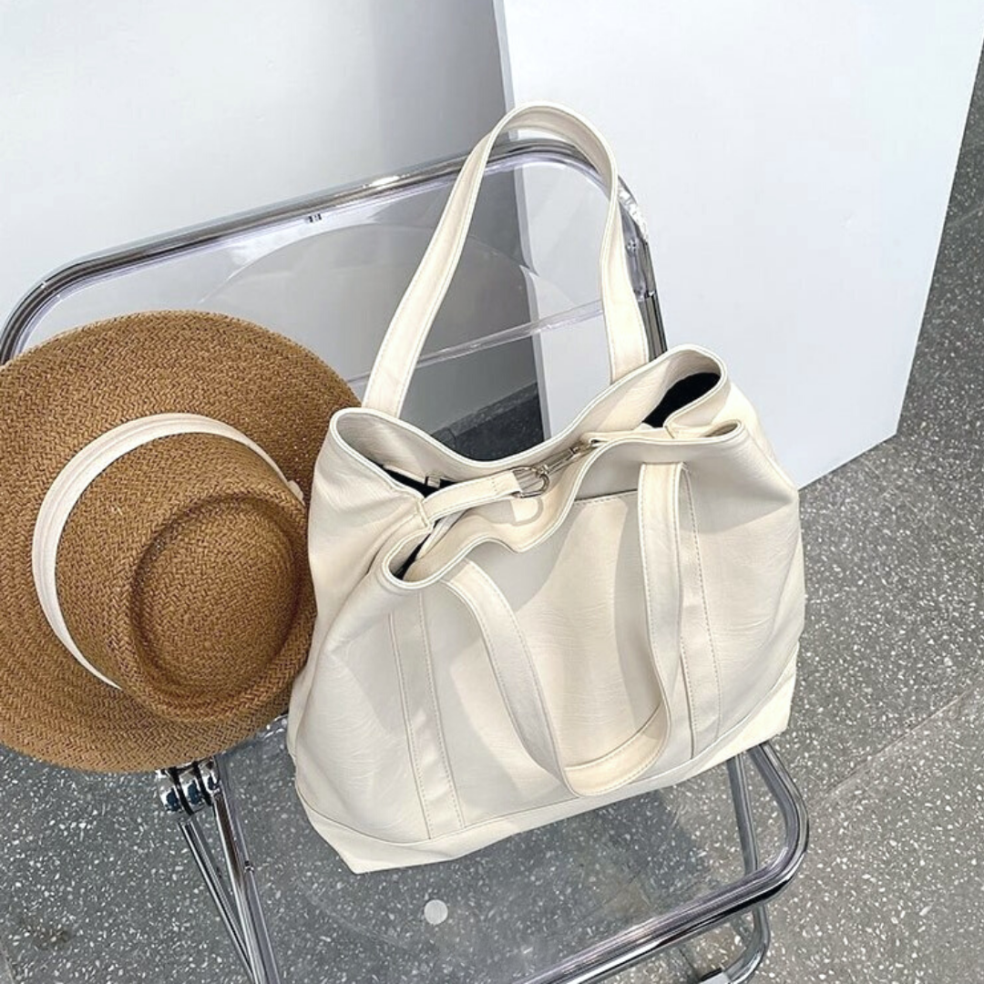 Tote Bag Faux Leather with Zip, Key Hook and Top Handles