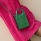 Phone Bag Faux Leather Woven with Top Handles and Strap