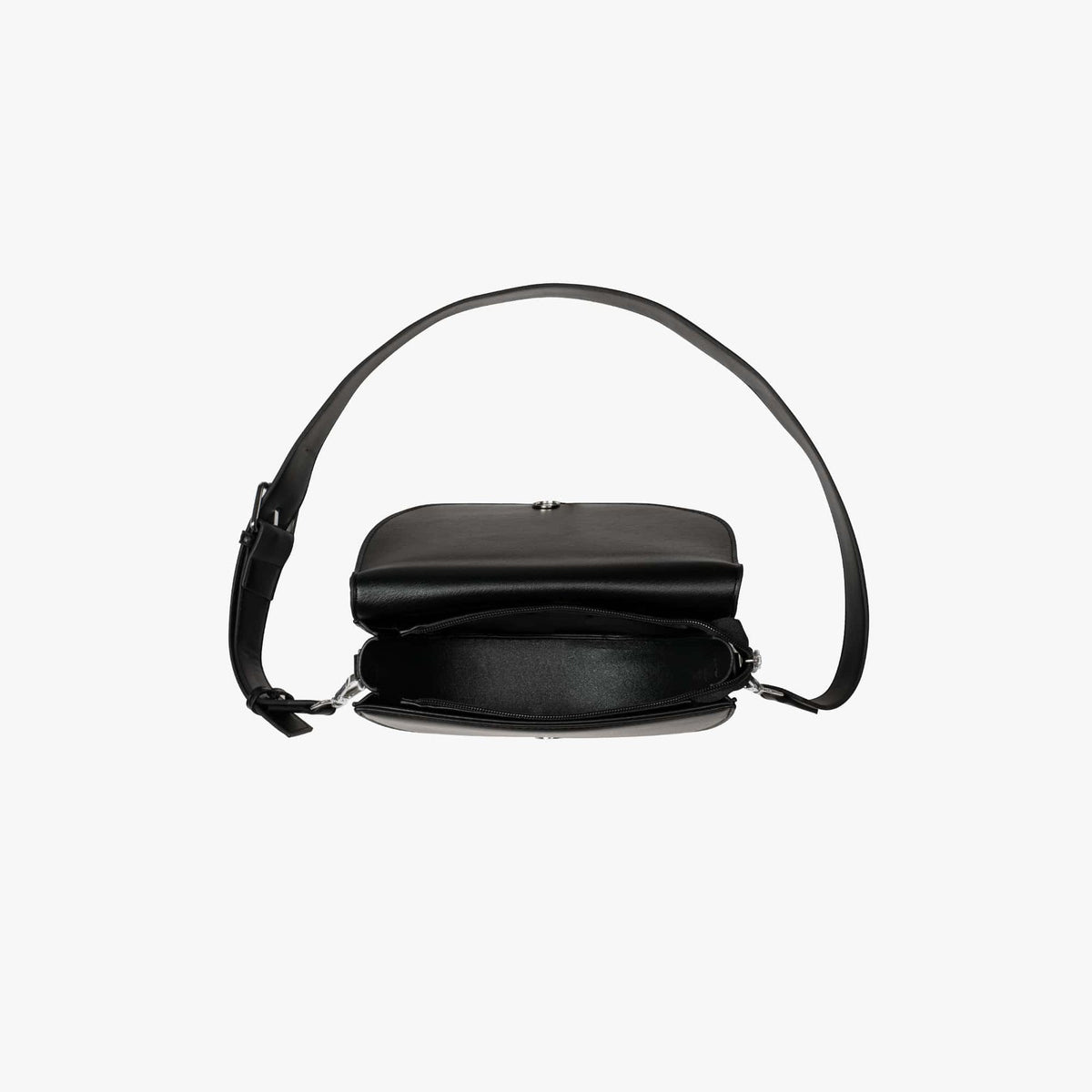 Crescent Bag Faux Leather with Zip and Removable Strap