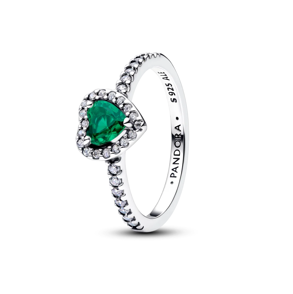 Pandora Sparkling Elevated Heart Ring Royal Green 925 Silver