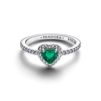 Pandora Sparkling Elevated Heart Ring Royal Green 925 Silver