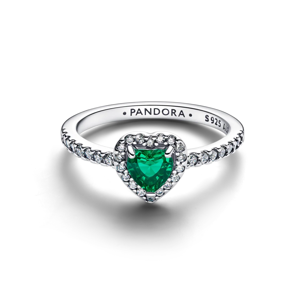 Pandora Sparkling Elevated Heart Ring Royal Green 925 Silver