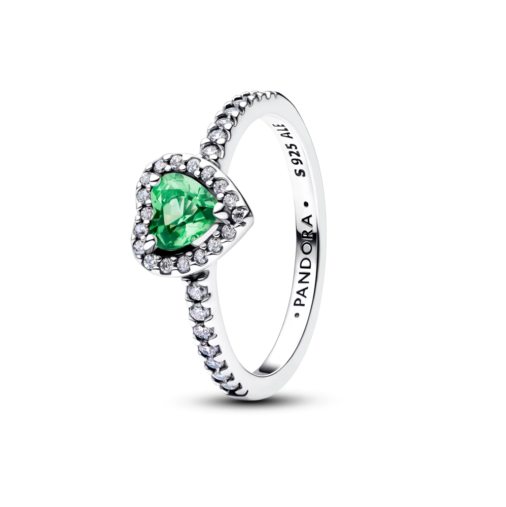 Pandora Sparkling Elevated Heart Ring Mint Green 925 Silver