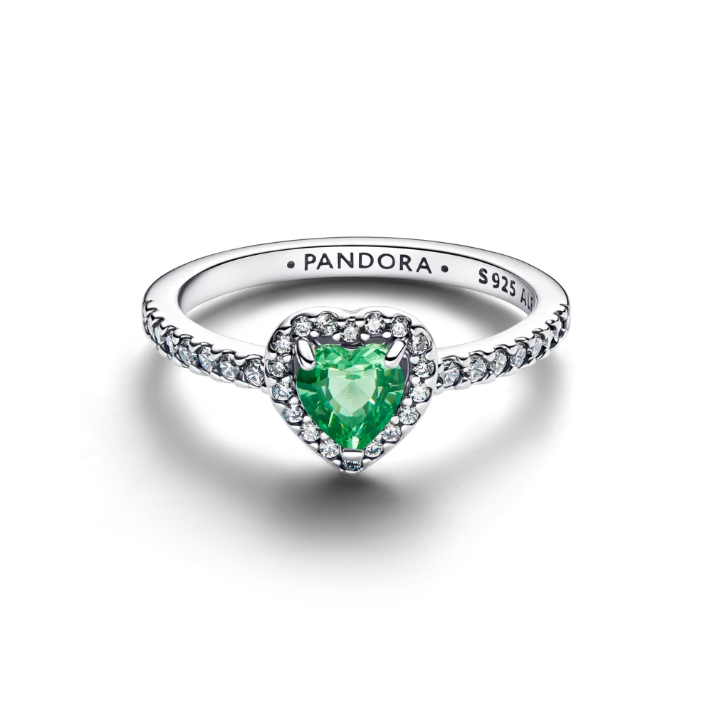Pandora Sparkling Elevated Heart Ring Mint Green 925 Silver