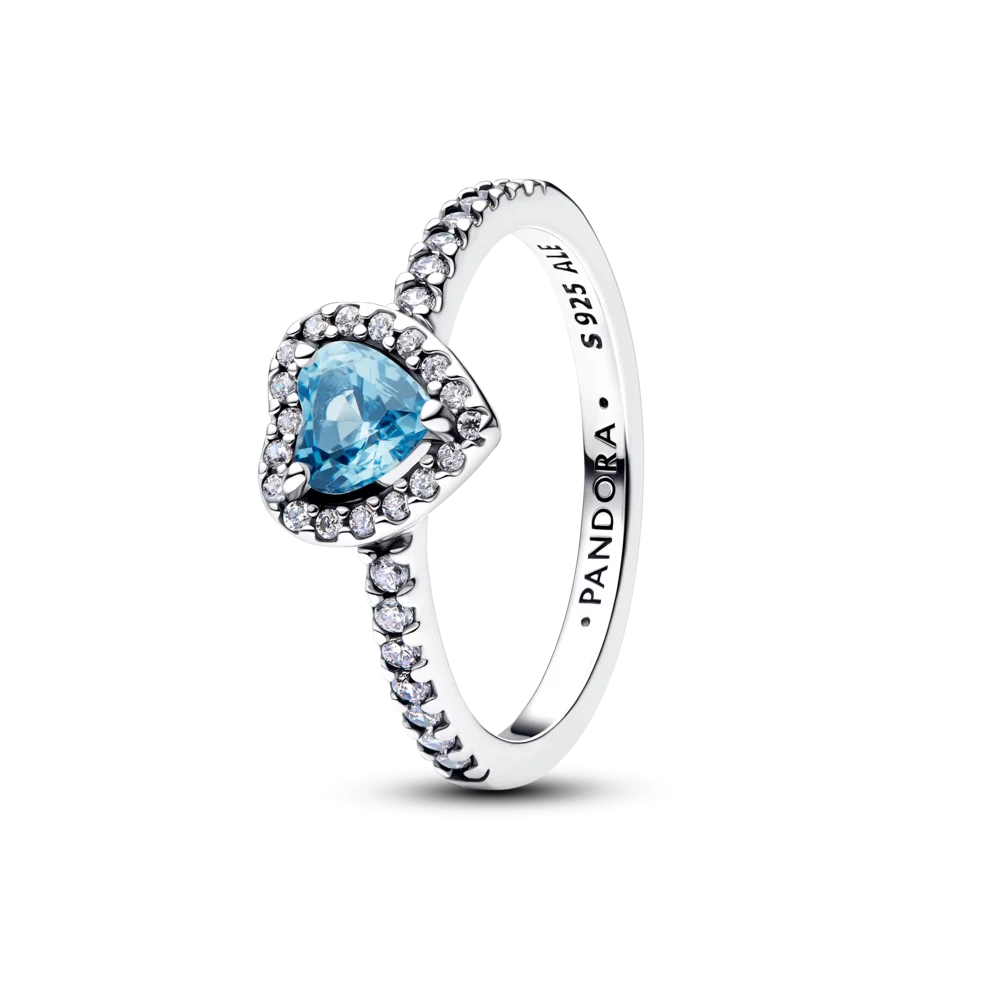 Pandora Sparkling Elevated Heart Ring Light Blue 925 Silver