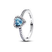 Pandora Sparkling Elevated Heart Ring Light Blue 925 Silver
