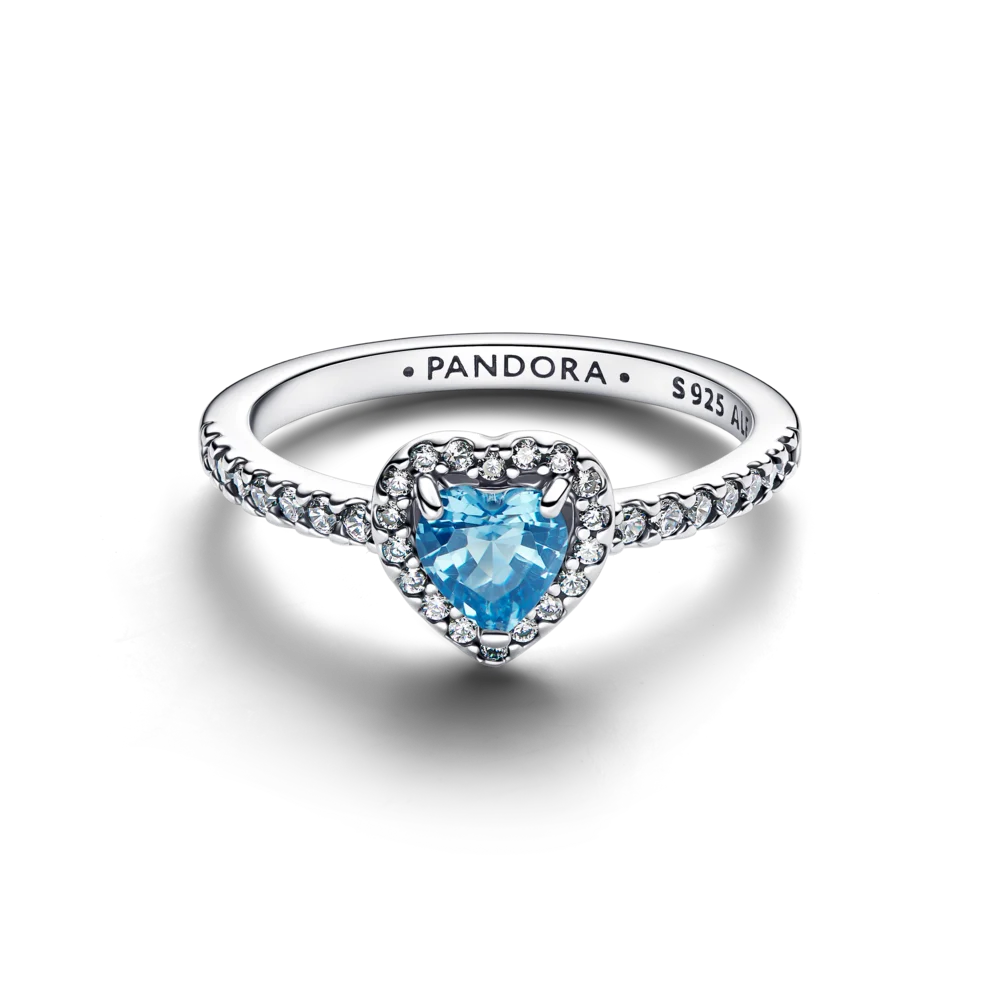 Pandora Sparkling Elevated Heart Ring Light Blue 925 Silver