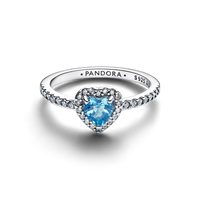 Pandora Sparkling Elevated Heart Ring Light Blue 925 Silver
