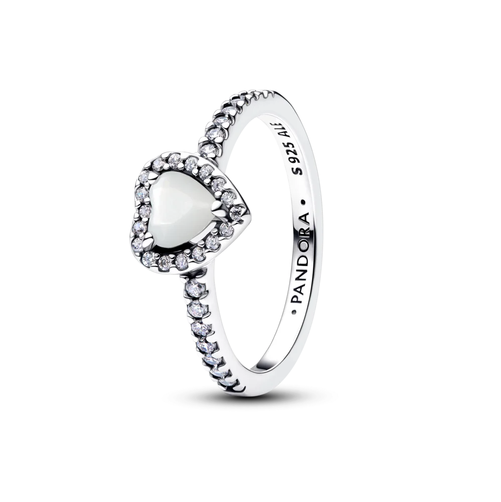 Pandora Sparkling Elevated Heart Ring White 925 Silver