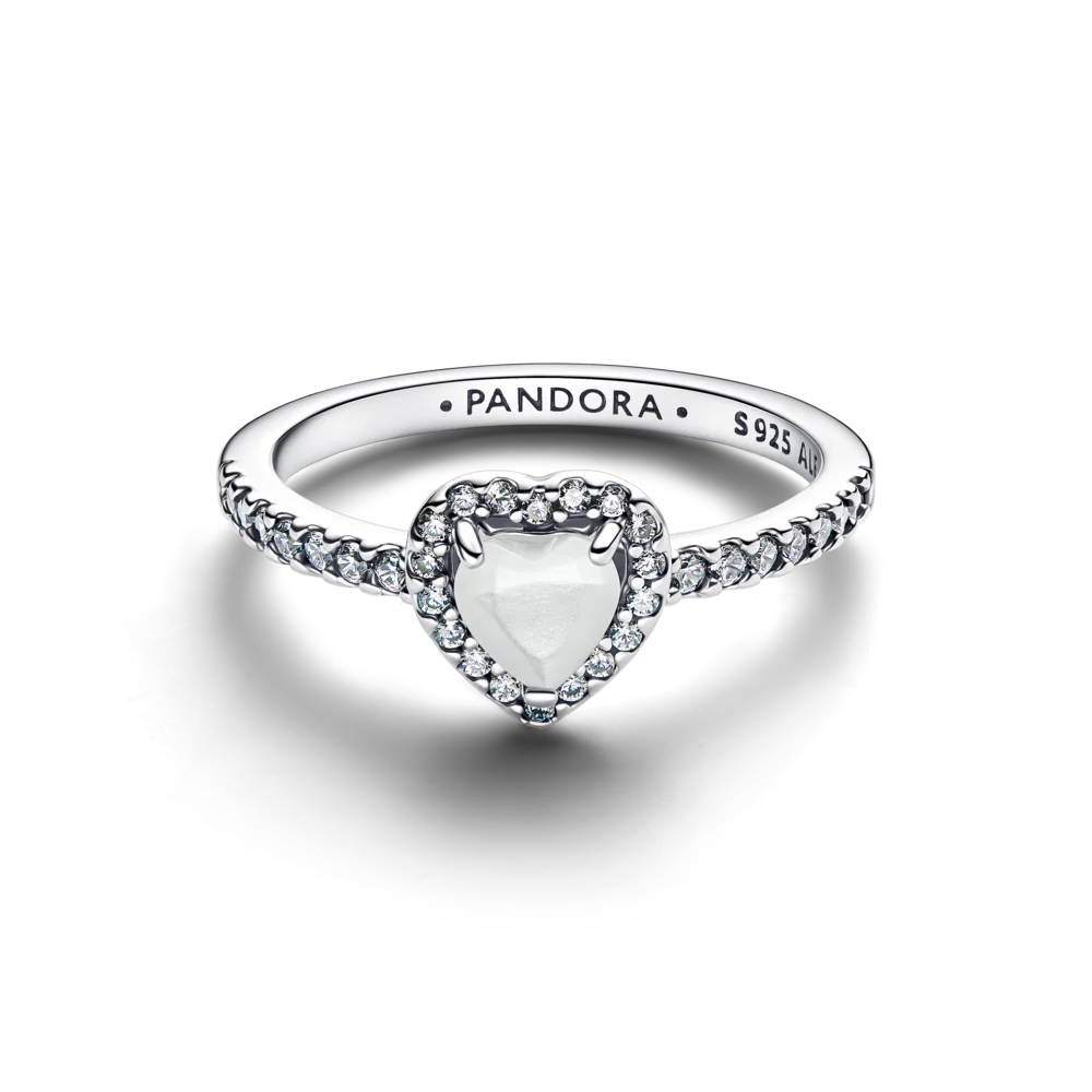 Pandora Sparkling Elevated Heart Ring White 925 Silver