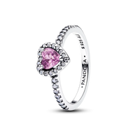 Pandora Sparkling Elevated Heart Ring Light Purple 925 Silver