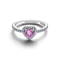 Pandora Sparkling Elevated Heart Ring Light Purple 925 Silver