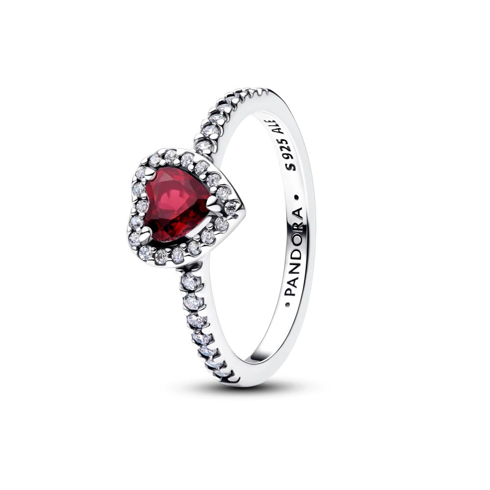 Pandora Sparkling Elevated Heart Ring Fuchsia Rose 925 Silver