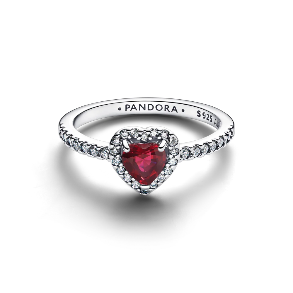 Pandora Sparkling Elevated Heart Ring Fuchsia Rose 925 Silver