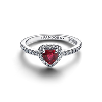 Pandora Sparkling Elevated Heart Ring Fuchsia Rose 925 Silver