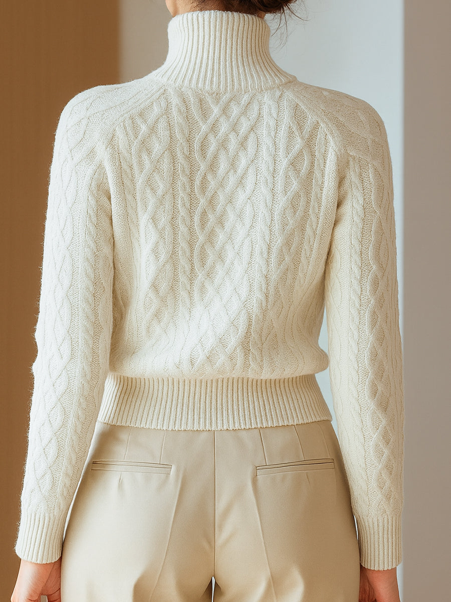 Cable Knit Zip-Up Cardigan