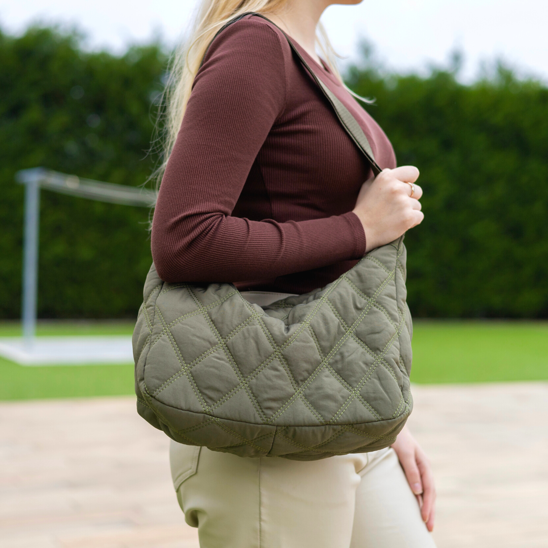Crossbody Bag Quilted Nylon with Adjustable Shoulder Strap