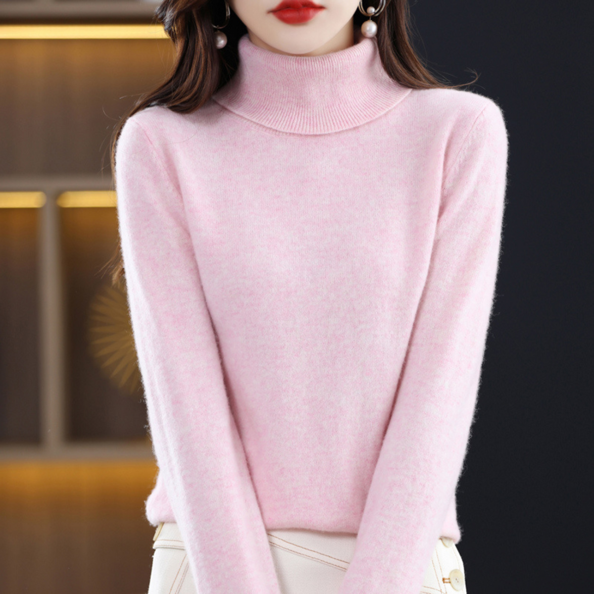 Cashmere-Feel Effortless Roll Neck Jumper