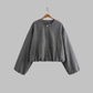 Cropped Jacket Polyester Boxy with Full Zip and Elasticated Hem
