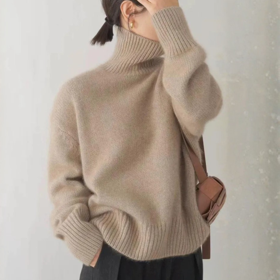 Cashmere-Feel Understated Roll Neck Jumper