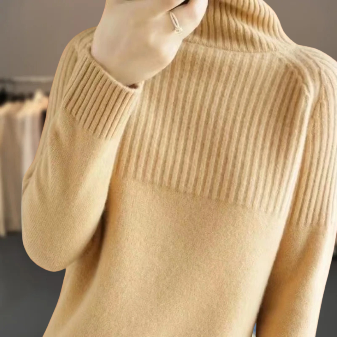 Cashmere-Feel Ribbed Roll Neck Jumper