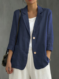 Blazer Linen Classic with Notched Lapel and Patch Pockets