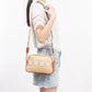 Crossbody Bag Straw Faux Leather with Adjustable Strap