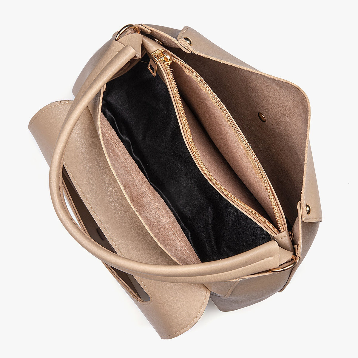 Top Handle Bag Faux Leather with Canvas Crossbody Strap