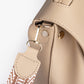 Top Handle Bag Faux Leather with Canvas Crossbody Strap