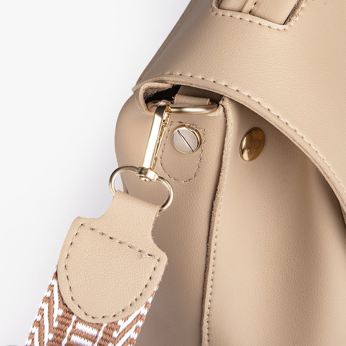 Top Handle Bag Faux Leather with Canvas Crossbody Strap