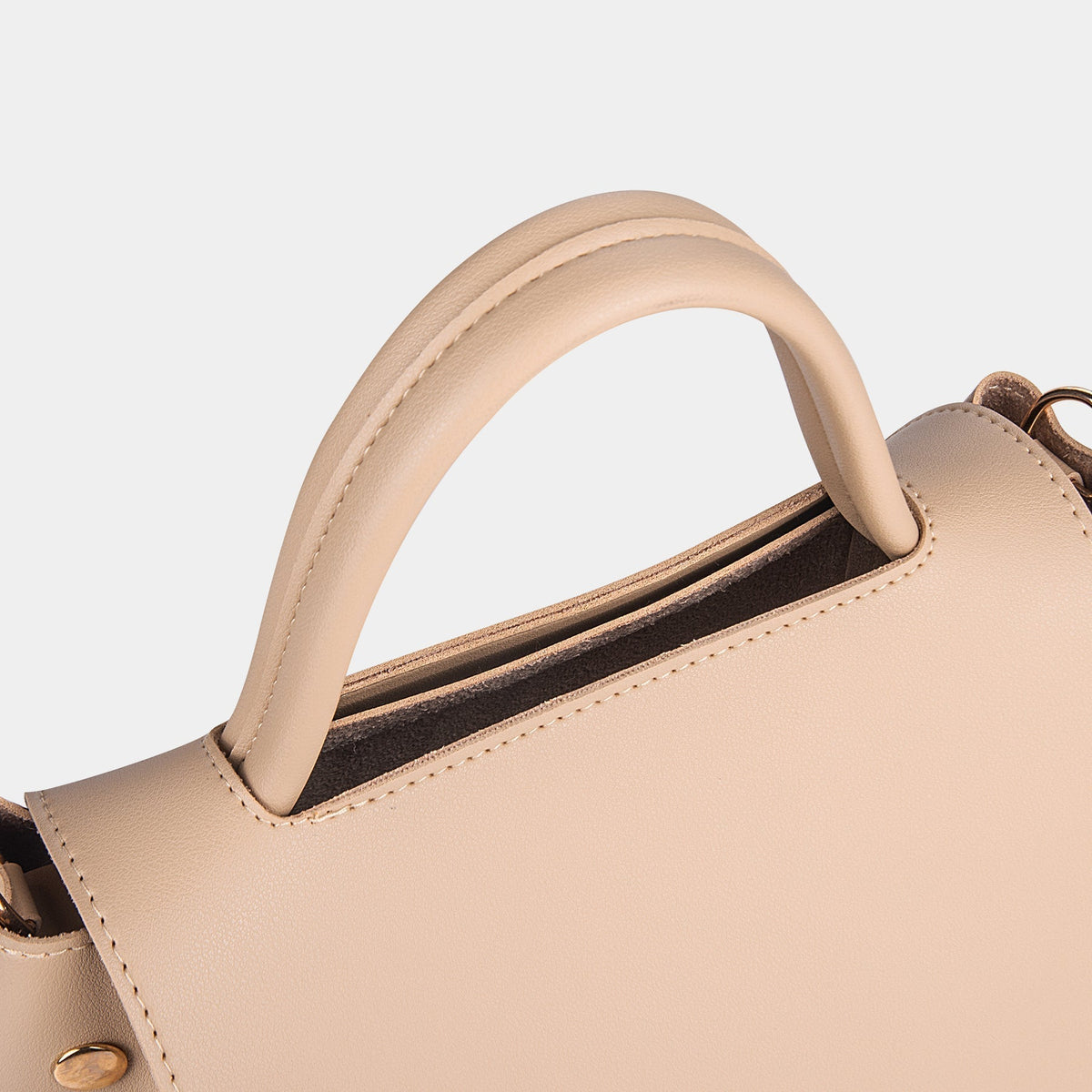 Top Handle Bag Faux Leather with Canvas Crossbody Strap