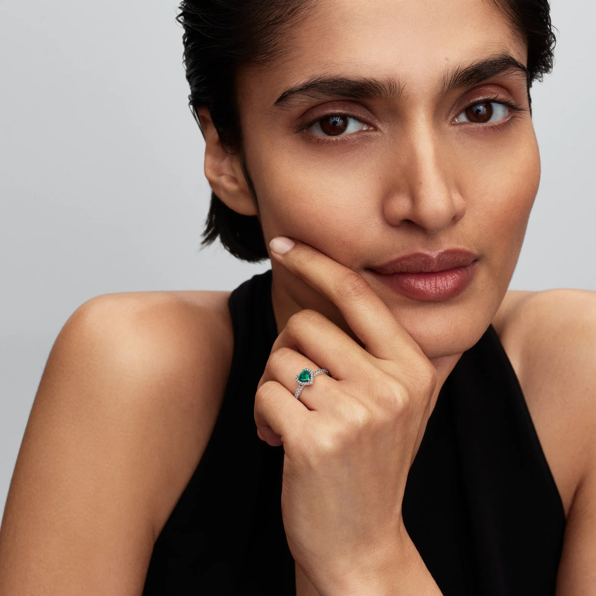 Pandora Sparkling Elevated Heart Ring Royal Green 925 Silver