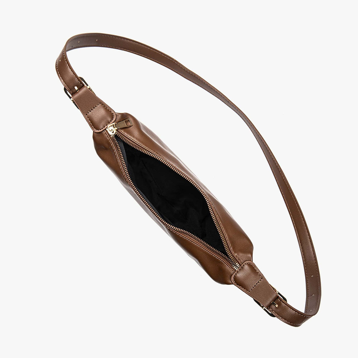 Crescent Bag Faux Leather with Zip and Adjustable Strap