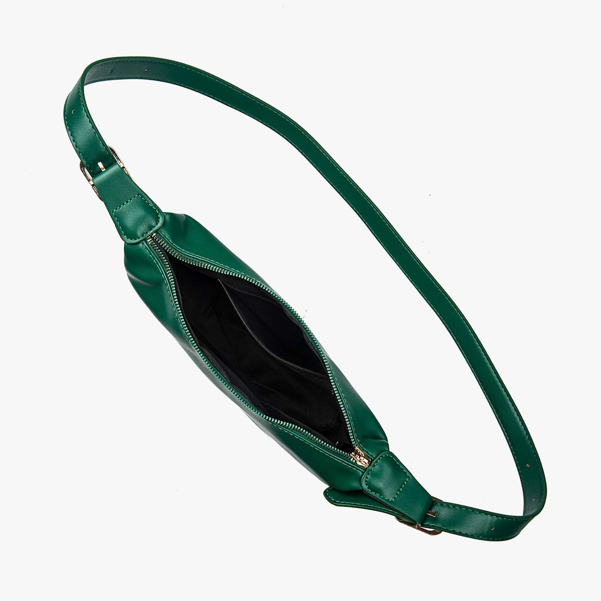 Crescent Bag Faux Leather with Zip and Adjustable Strap