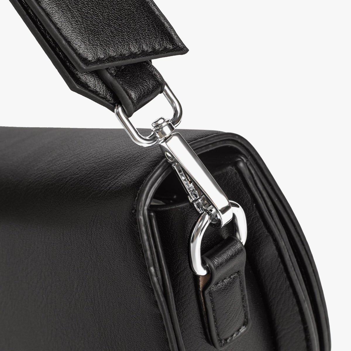 Crescent Bag Faux Leather with Zip and Removable Strap