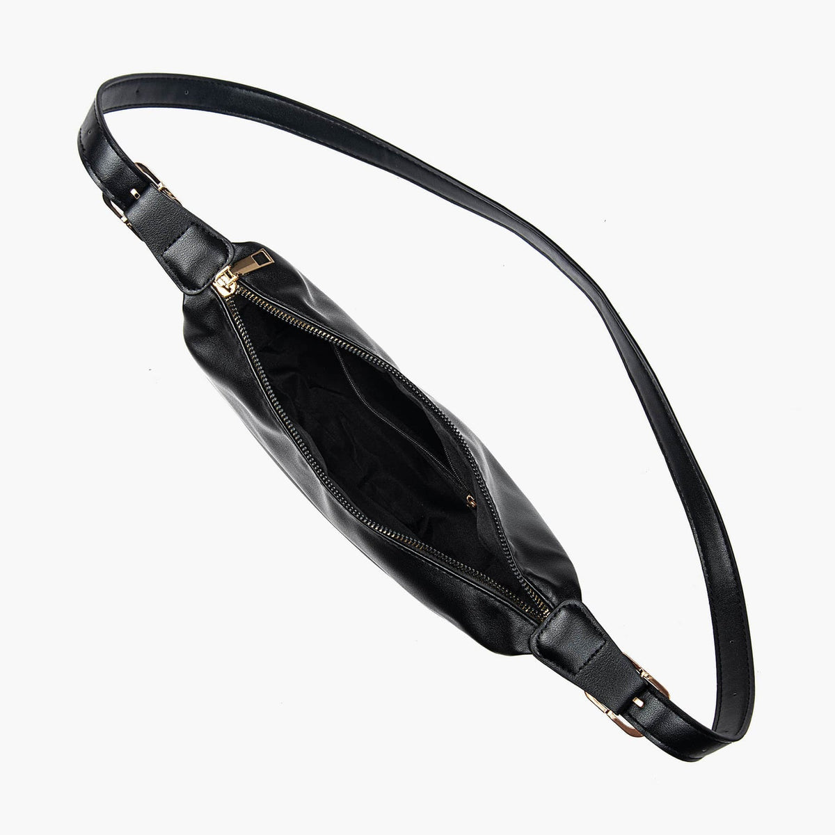 Crescent Bag Faux Leather with Zip and Adjustable Strap